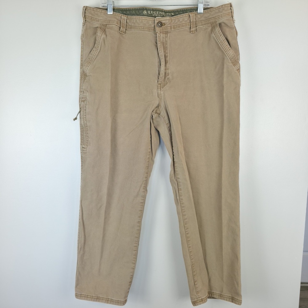 Legendary Outfitters Mens Khaki Brown Canvas Utility Pants 40x30 Straight Leg.